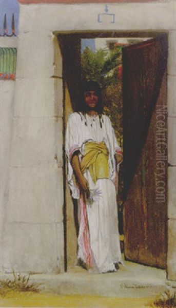 Egyptian In His Doorway Oil Painting by Sir Lawrence Alma-Tadema