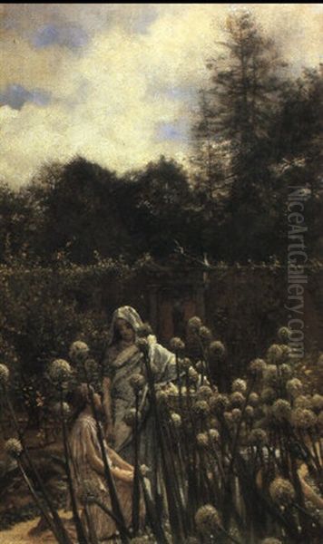 A Kitchen Garden Oil Painting by Sir Lawrence Alma-Tadema