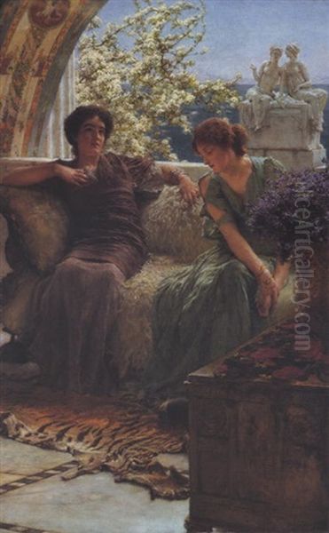 Unwelcome Confidence Oil Painting by Sir Lawrence Alma-Tadema