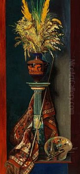 Still Life With A Greek Vase Oil Painting by Edith Dorothea Almqvist