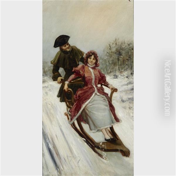 Lovers Sledding by Mariano Alonso Perez