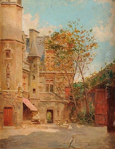 Cour Du Musee De Cluny Oil Painting by Mariano Alonso Perez