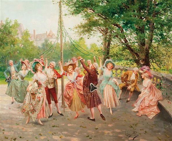 Feest In Het Park - La Fete Dans Le Parc Oil Painting by Mariano Alonso Perez