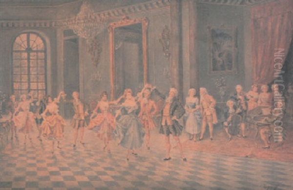 Baile En Palacio Oil Painting by Mariano Alonso Perez