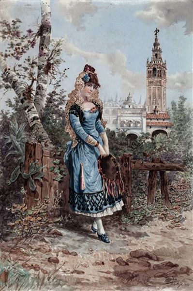 Pmaja Con La Giralda Al Fondo Oil Painting by Ramon Alorda Perez