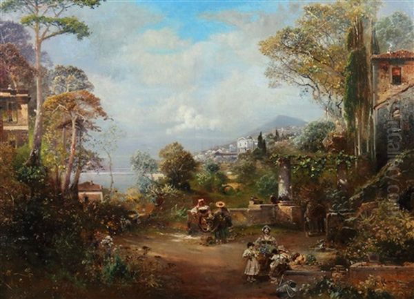 Kustendorf In Bordighera An Der Riviera by Robert Alott