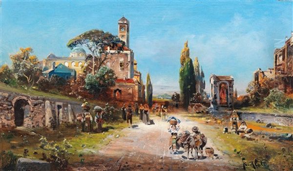 Via Apia Roma Oil Painting by Robert Alott