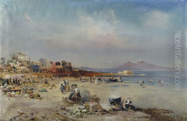 Veduta Di Napoli Da Mergellina Oil Painting by Robert Alott