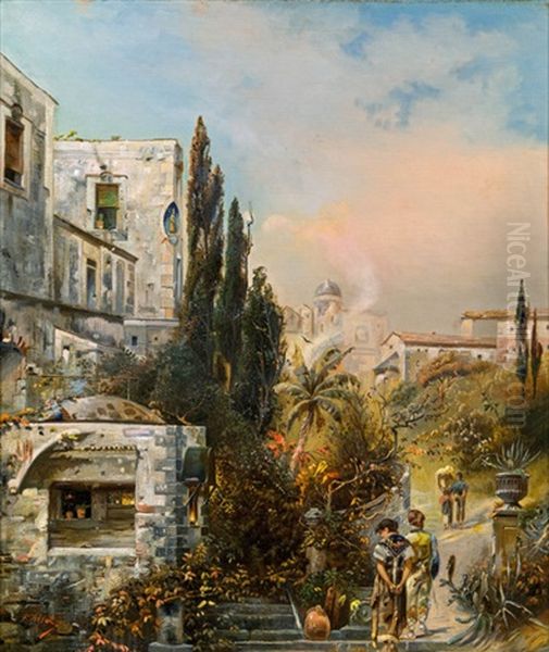 Strasenszene In Neapel Oil Painting by Robert Alott