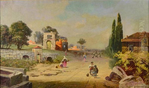 Landscape With Route In Southern Italy Oil Painting by Robert Alott