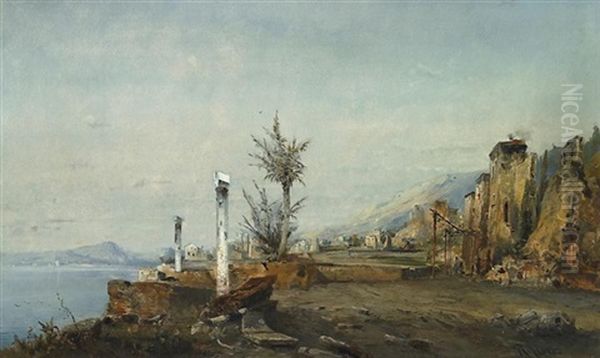 Italienische Kustenlandschaft Vor Pompei Oil Painting by Robert Alott