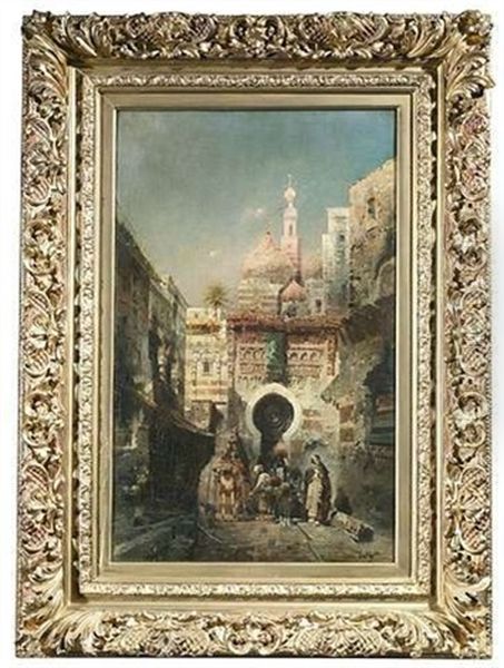 Strasenszene In Einer Orientalischen Stadt Oil Painting by Robert Alott