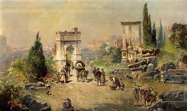 Ansicht Des Forum Romanum Oil Painting by Robert Alott