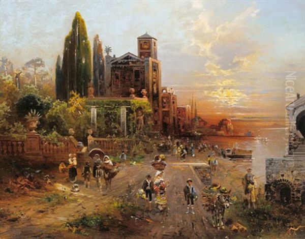 Torre Del Greco Bei Neapel (?) Oil Painting by Robert Alott