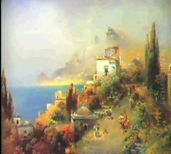 Kustenlandschaft Bei Sorrent Oil Painting by Robert Alott