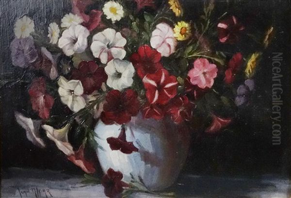 Vase With Flowers Oil Painting by Juan (Alexandru Paraschivescu) Alpar