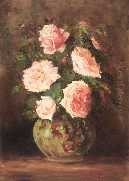 Vas Cu Trandafiri Oil Painting by Juan (Alexandru Paraschivescu) Alpar