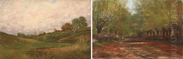 To Castle Julia Hasdeu (+ Hills In The Afternoon; 2 Works) Oil Painting by Juan (Alexandru Paraschivescu) Alpar