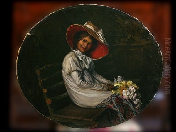 Nina Con Flores Oil Painting by Nicolas (Jimenez Caballero Navarro) Alperiz