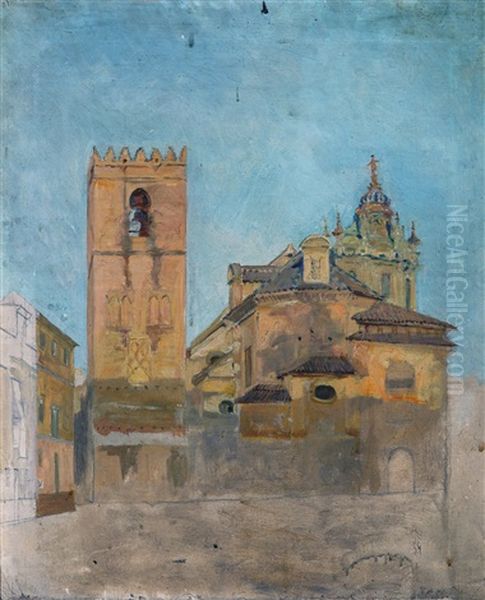 Iglesia De Santa Catalina Oil Painting by Nicolas (Jimenez Caballero Navarro) Alperiz