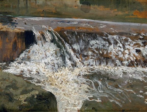 Cascada De Azuda En El Guadaira Oil Painting by Nicolas (Jimenez Caballero Navarro) Alperiz