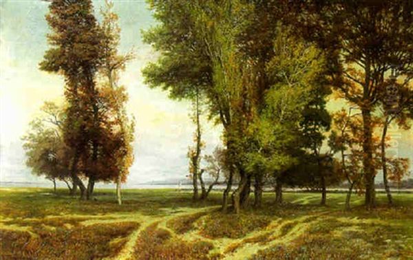 Wooded Park With A Bay Beyond Oil Painting by Theodor Alphons