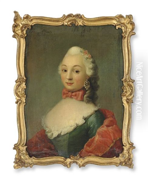 Portrait Of A Distinguished Lady In The Blue Dress Oil Painting by Peder Als