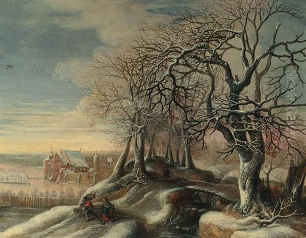 Winterlandschaft Vor Kastell Tervuren Oil Painting by Denis van Alsloot