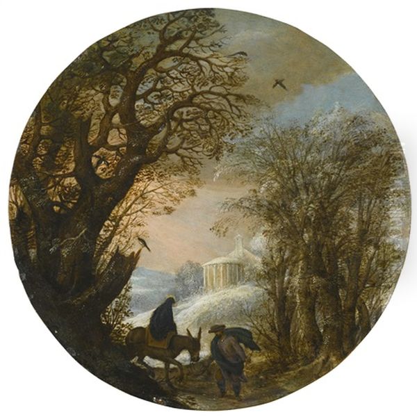 The Flight Into Egypt Oil Painting by Denis van Alsloot