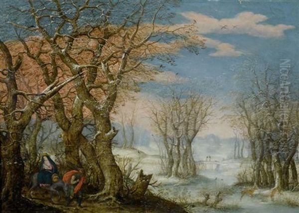 Winterlandschaft Mit Der Flucht Nach Agypten Oil Painting by Denis van Alsloot