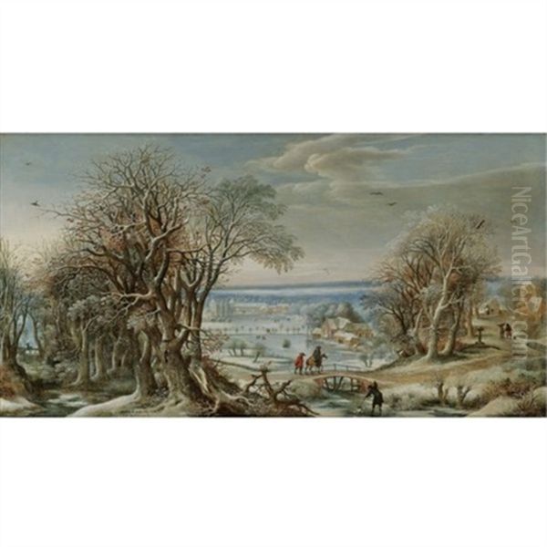 A View Of The Abbey Of Groenendael Near Brussels In Winter Oil Painting by Denis van Alsloot