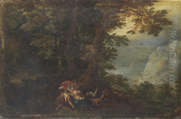 A Landscape With Cephalus And Procris Oil Painting by Denis van Alsloot