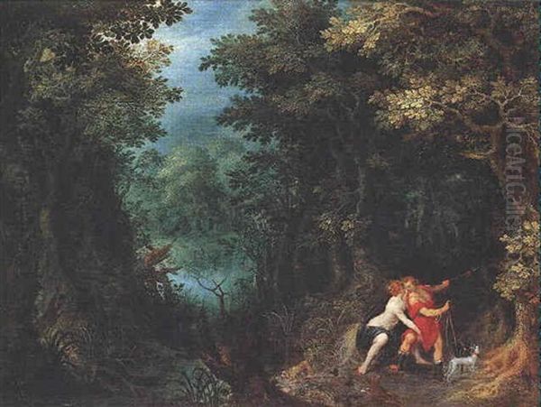 Venus Et Adonis Dans Un Paysage Oil Painting by Denis van Alsloot