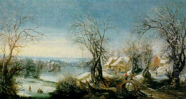 Winterlandschaft Mit Reisigsammlern Oil Painting by Denis van Alsloot