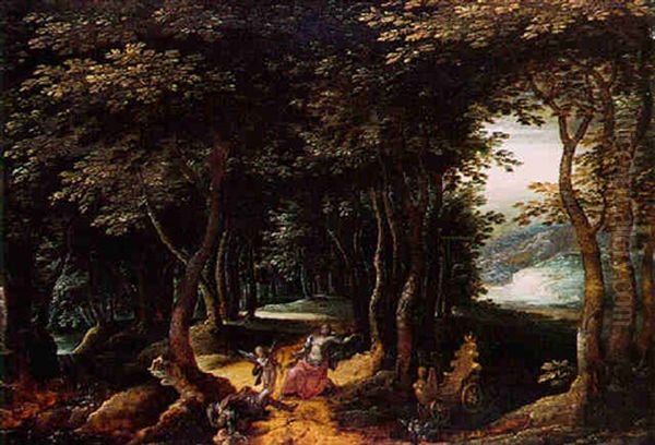 Procris Et Cephale Dans Un Paysage Oil Painting by Denis van Alsloot