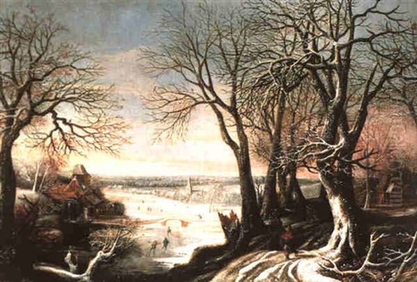 Paysage De Neige Oil Painting by Denis van Alsloot