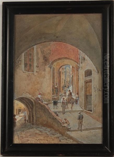 Malerische Gasse In San Remo Oil Painting by Franz Alt