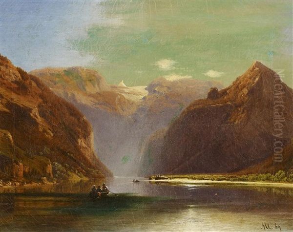 Der Konigssee Mit Verschneiter Konigsspitze Im Hintergrund Oil Painting by Franz Alt