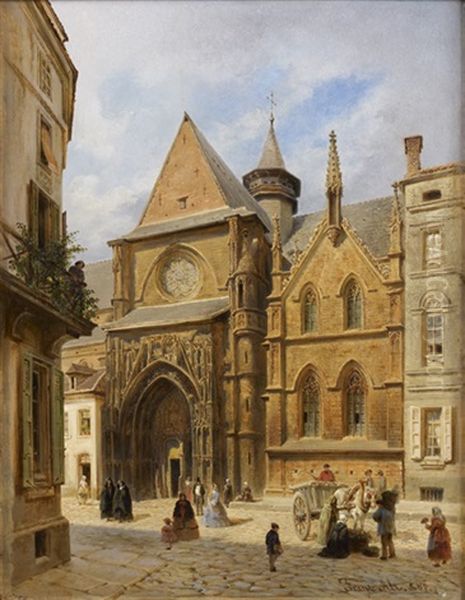 Vue De La Place D'une Eglise Oil Painting by Franz Alt