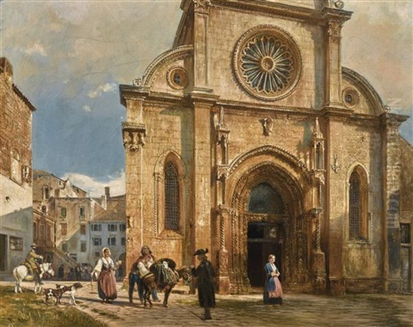 The Cathedral Of St James In Sebenico Oil Painting by Rudolf von Alt