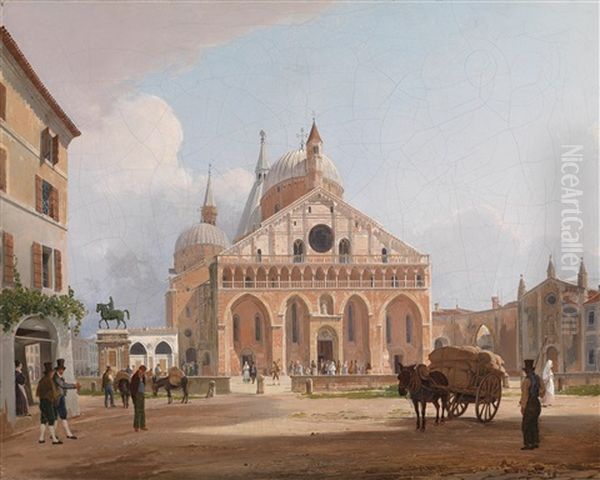 Blick Auf Die Basilika San Antonio In Padua Oil Painting by Rudolf von Alt