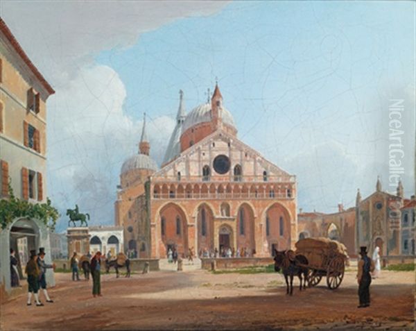 Blick Auf Die Basilika San Antonio In Padua Oil Painting by Rudolf von Alt