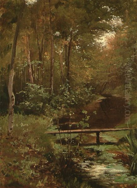 Waldlandschaft Mit Bach Und Steg Oil Painting by Rudolf von Alt