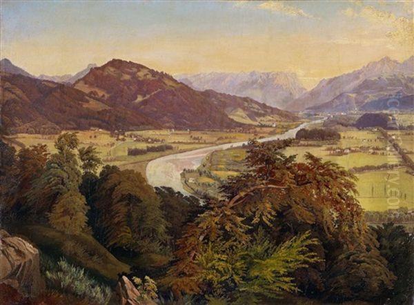 Gebirgslandschaft Mit Fluss Oil Painting by Rudolf von Alt