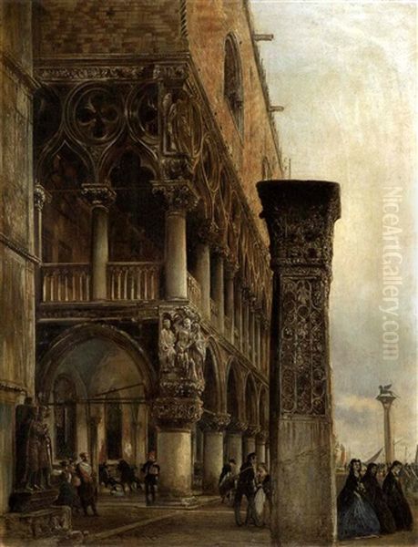 Seitenansicht Des Dogenpalastes In Venedig Oil Painting by Rudolf von Alt