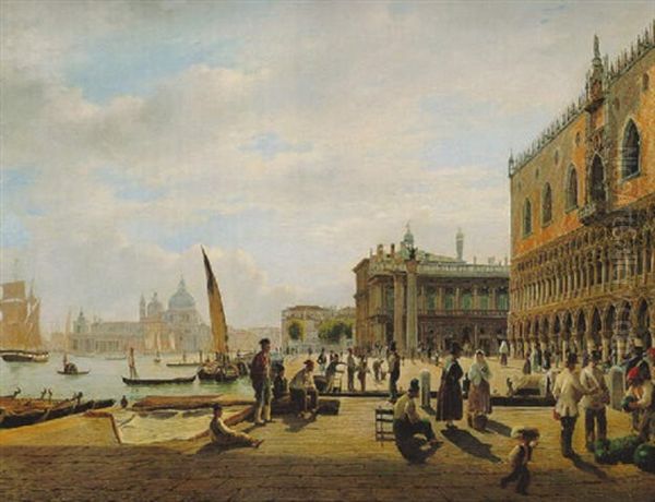 Blick Auf Die Piazetta Von Venedig Mit Dogenpalast Und Santa Maria Della Salute Oil Painting by Rudolf von Alt