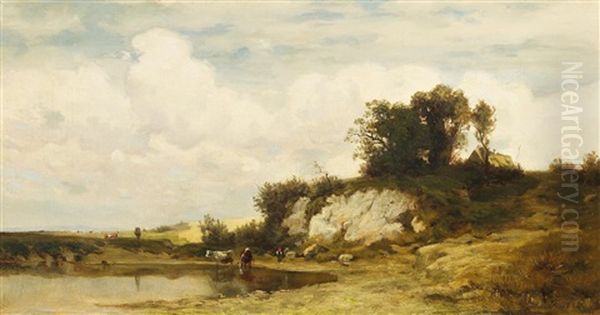 Oberbayerische Landschaft Oil Painting by Theodor Alt