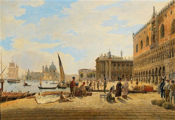 Venice - Riva Degli Schiavoni With Palazzo Ducale by Jacob Alt