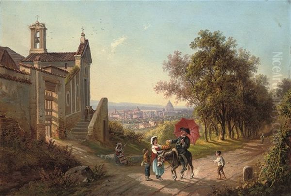 Refreshment On Monte Mario, Rome Beyond Oil Painting by Jacob Alt