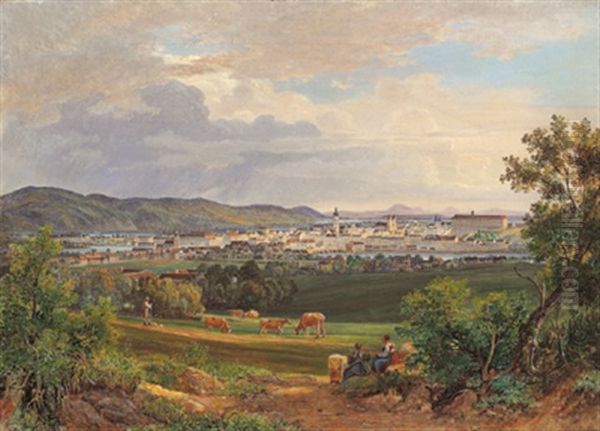 Ansicht Von Linz Oil Painting by Jacob Alt